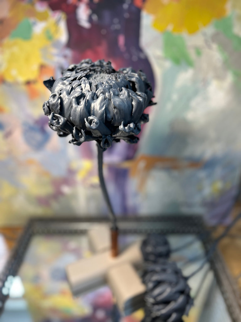 Forever Joy Artichoke Sculpture - Blue Bloom - large