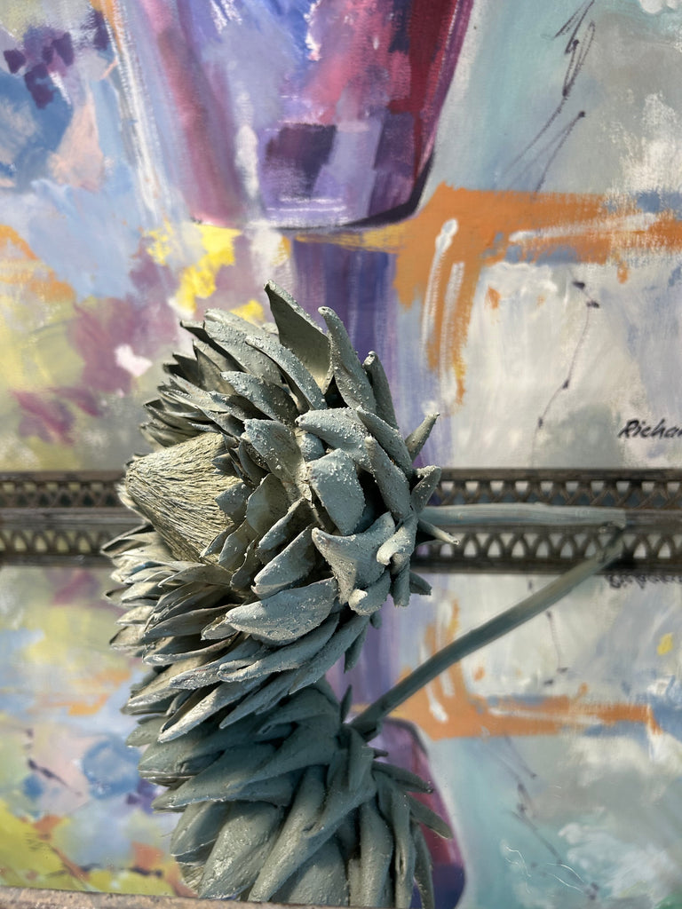 Forever Joy Artichoke Sculpture - Duck Egg Textured Bloom - large