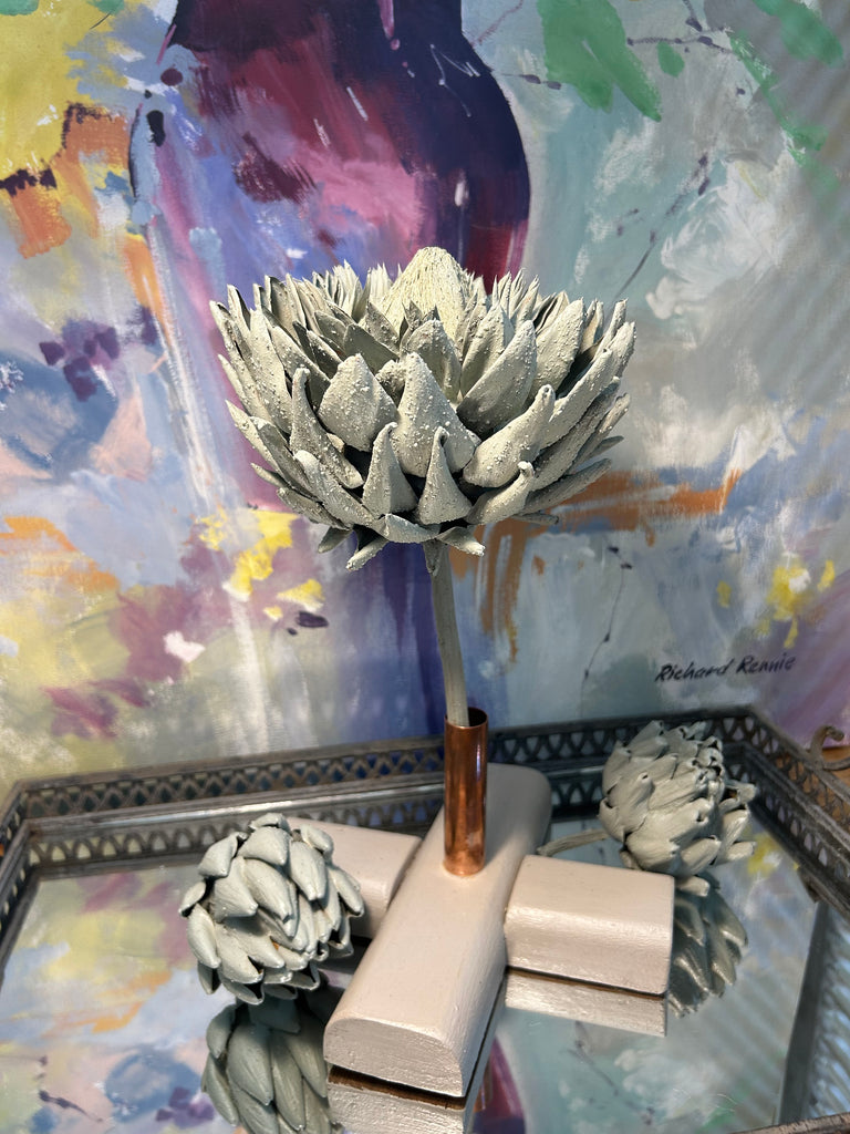 Forever Joy Artichoke Sculpture - Duck Egg Textured Bloom - large