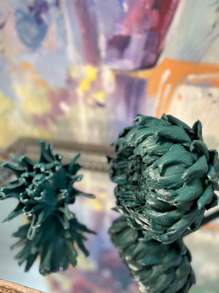 Forever Joy Artichoke Sculpture - Emerald Evergreen Bloom - large