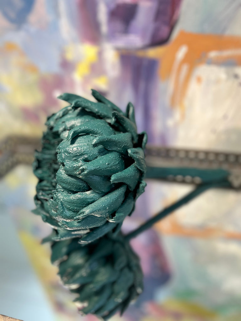 Forever Joy Artichoke Sculpture - Emerald Evergreen Bloom - large