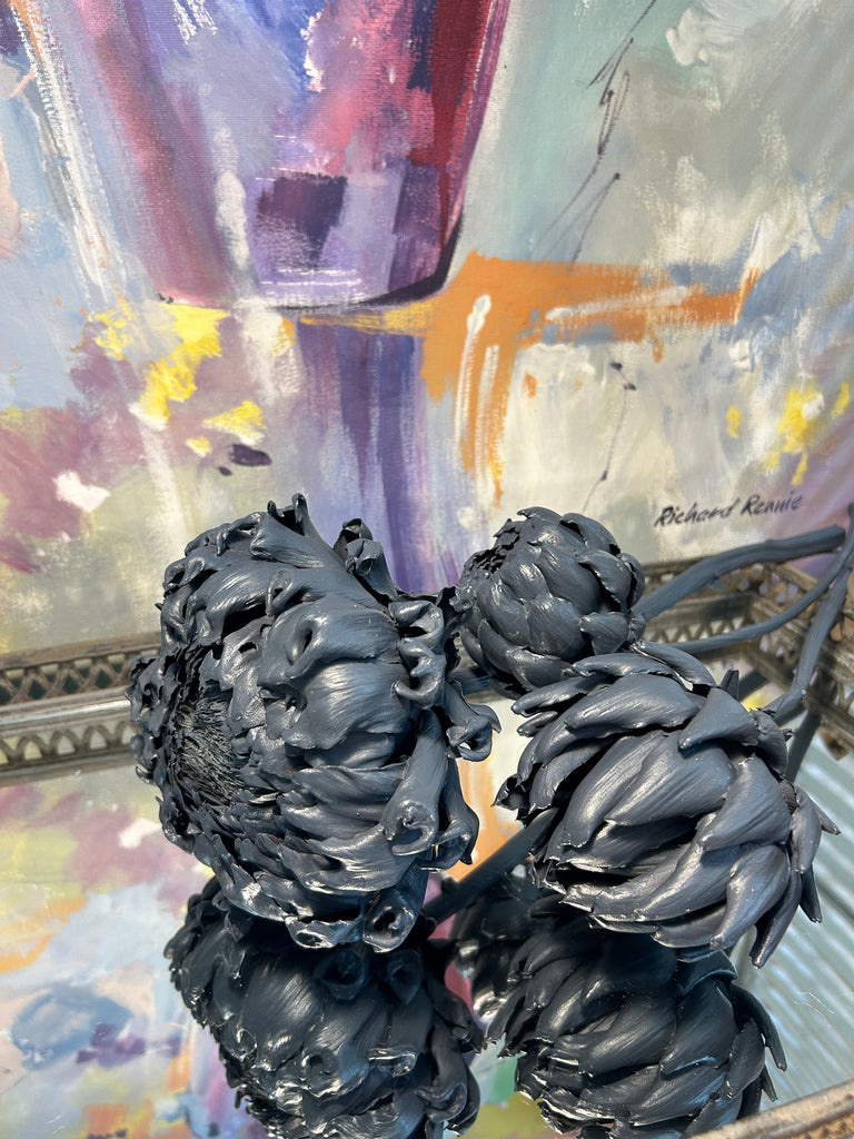 Forever Joy Artichoke Sculpture - Blue Bud - medium