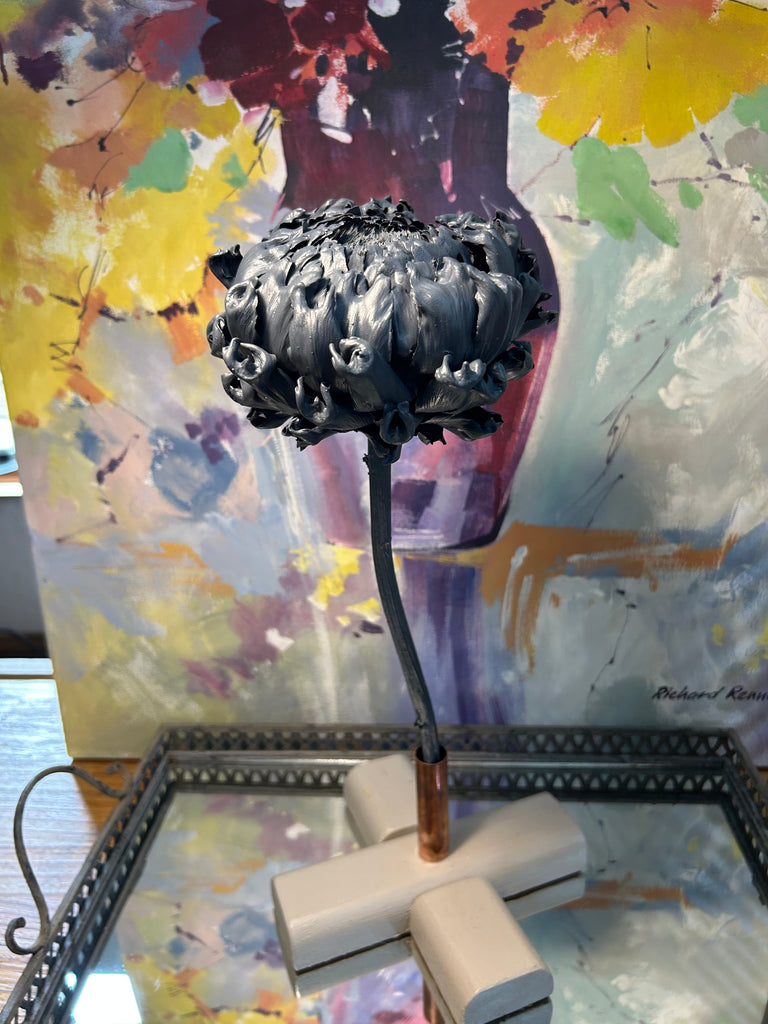 Forever Joy Artichoke Sculpture - Blue Bloom - large