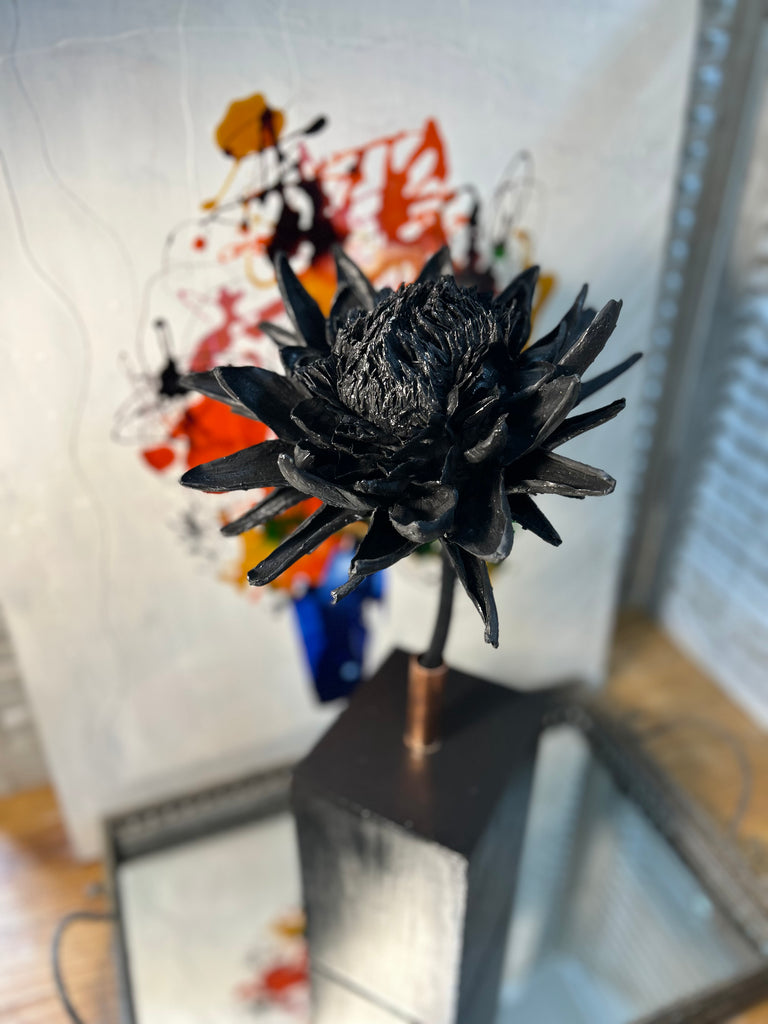 Forever Joy Artichoke Sculpture - Black Bloom - large