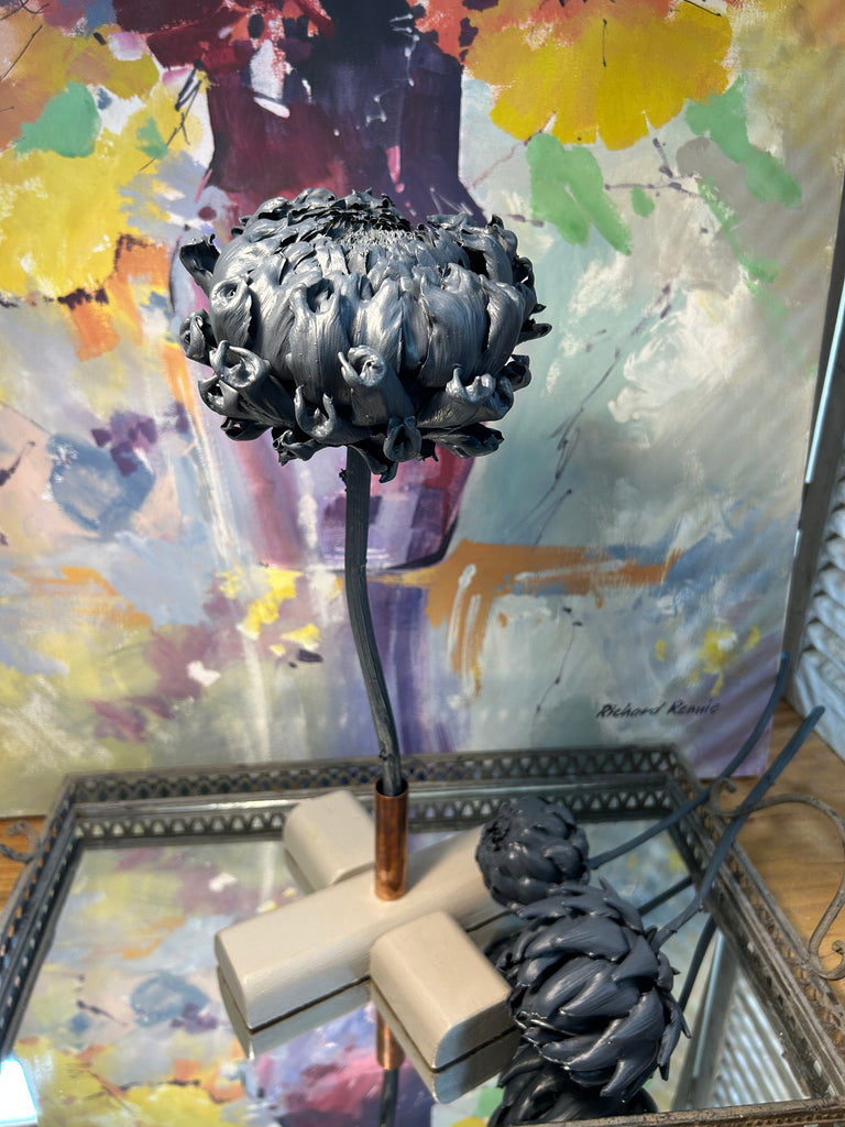 Forever Joy Artichoke Sculpture - Blue Bloom - large