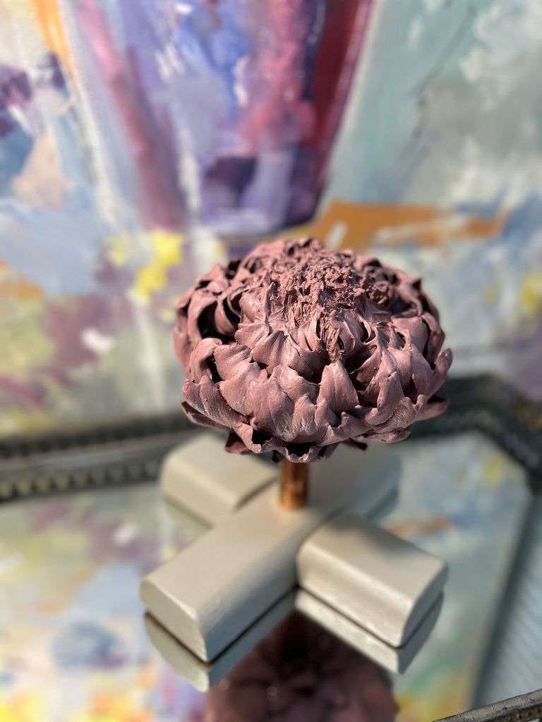 Forever Joy Artichoke Sculpture - Cosmos Lavender Bloom - large