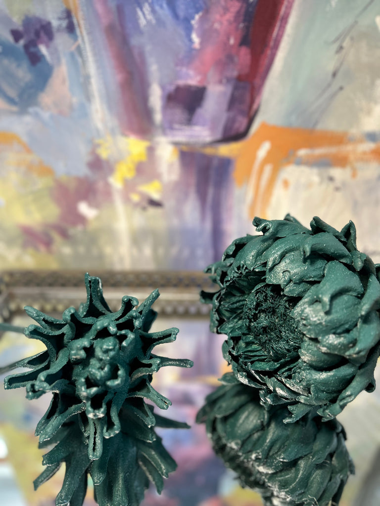 Forever Joy Artichoke Sculpture - Emerald Evergreen Bloom - large