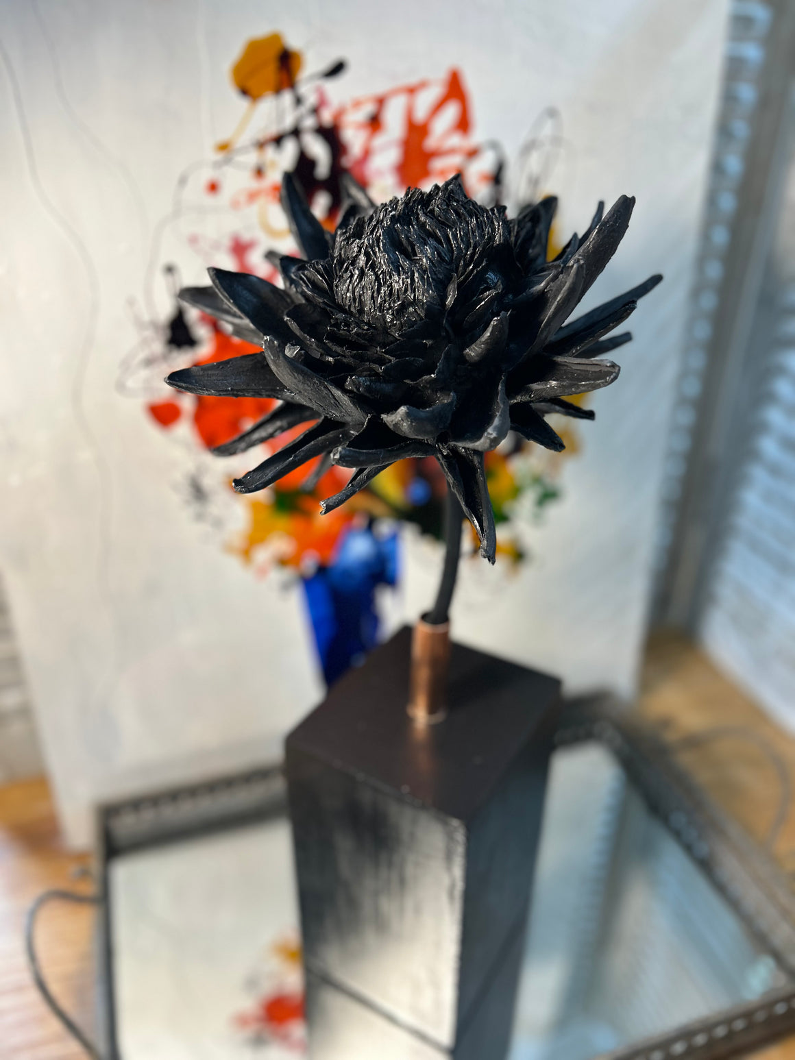 Forever Joy Artichoke Sculpture - Black Bloom - large