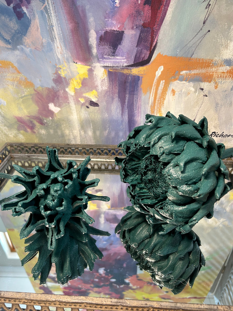 Forever Joy Artichoke Sculpture - Emerald Evergreen Bud - medium