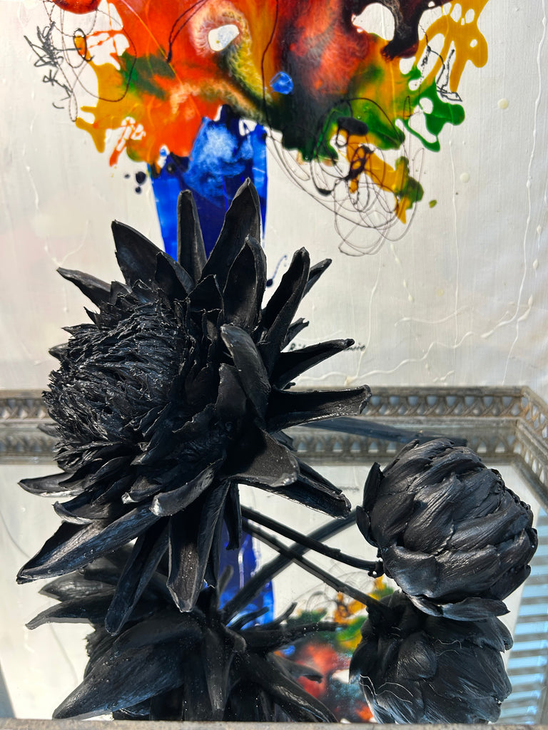 Forever Joy Artichoke Sculpture - Black Bloom - large