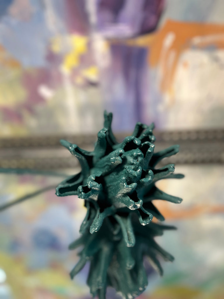 Forever Joy Artichoke Sculpture - Emerald Evergreen Bud - medium