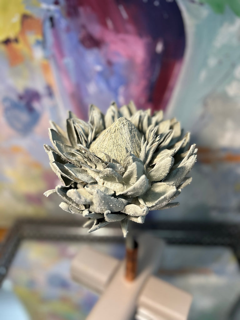 Forever Joy Artichoke Sculpture - Duck Egg Textured Bloom - large