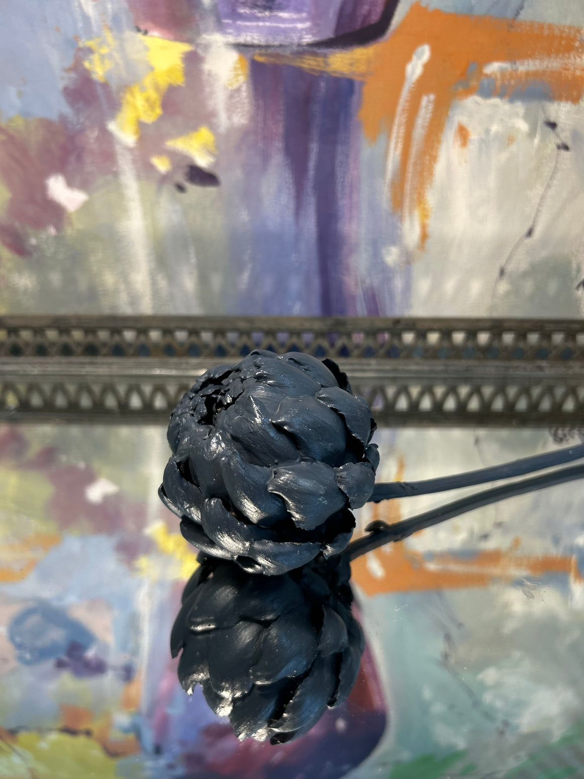 Forever Joy Artichoke Sculpture - Blue Bud - small