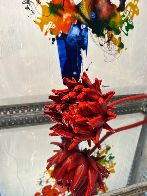 Forever Joy Artichoke Sculpture - Fiery Red Bud - large