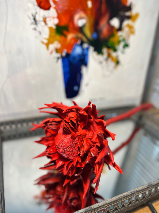 Forever Joy Artichoke Sculpture - Red Bloom - large
