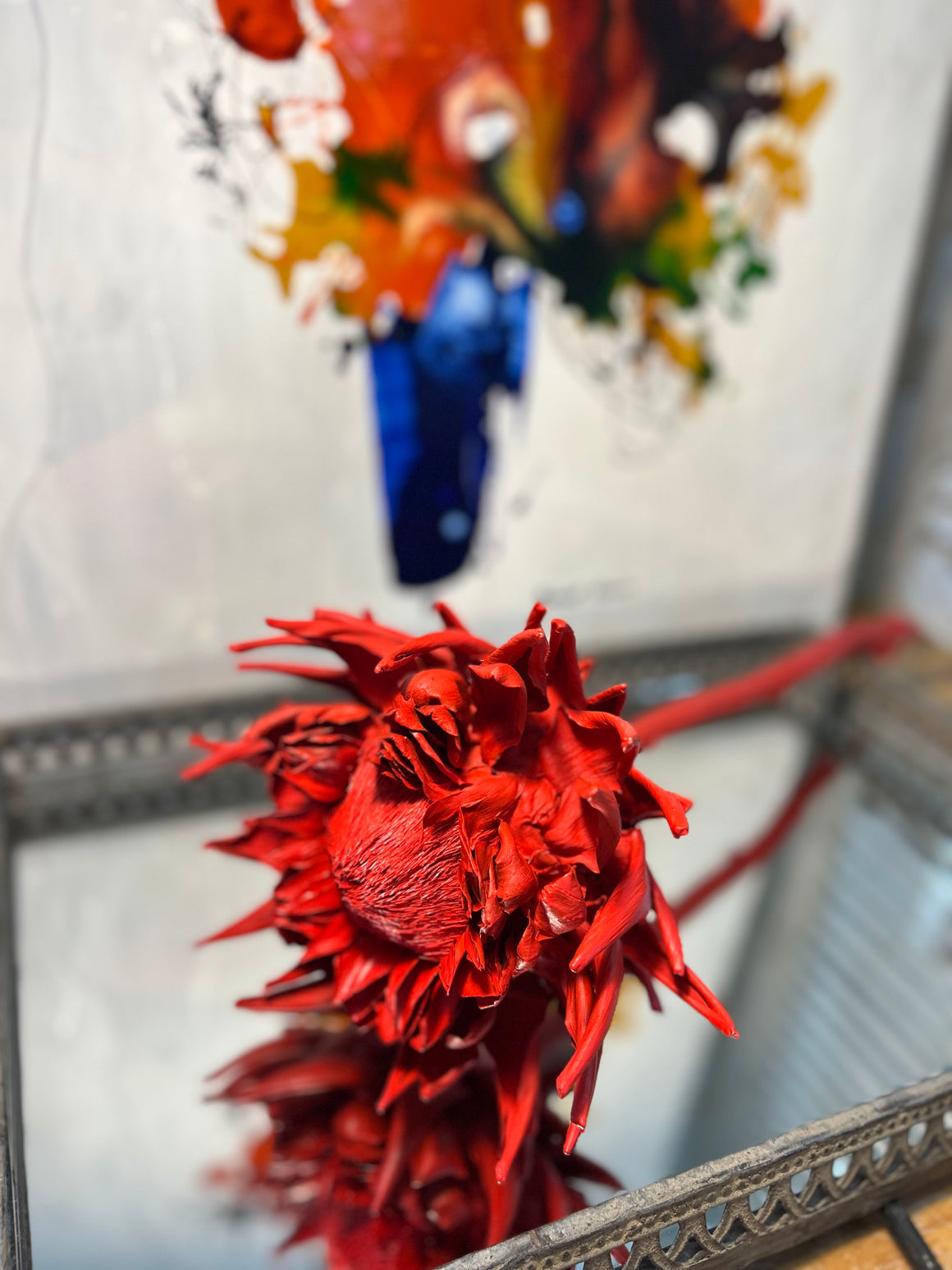 Forever Joy Artichoke Sculpture - Red Bloom - large