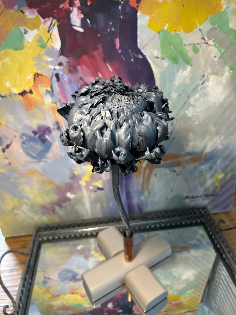 Forever Joy Artichoke Sculpture - Blue Bloom - large