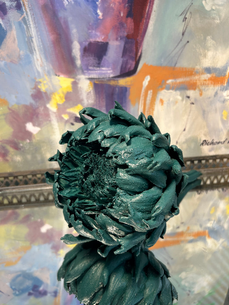 Forever Joy Artichoke Sculpture - Emerald Evergreen Bloom - large