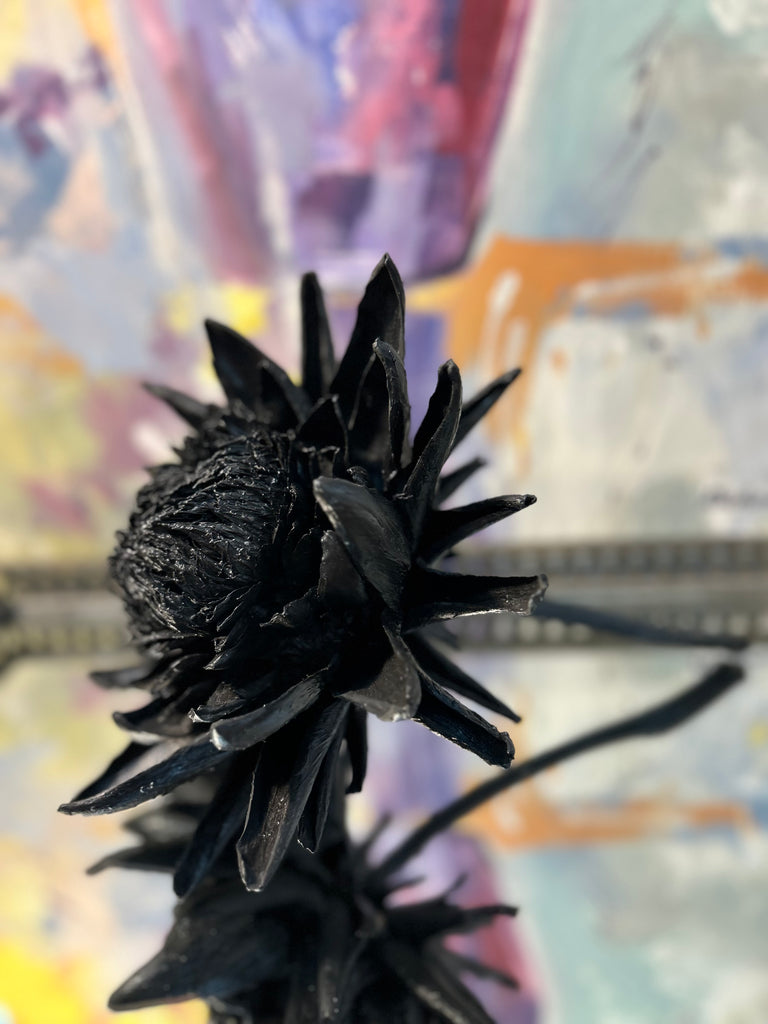 Forever Joy Artichoke Sculpture - Black Bloom - large