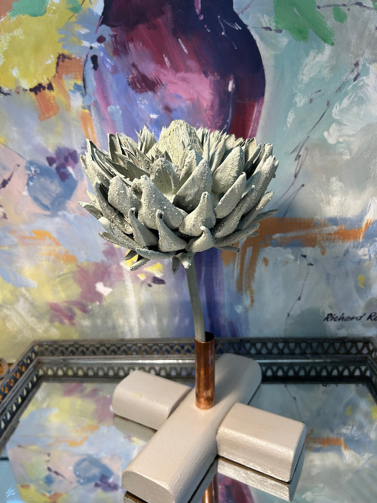 Forever Joy Artichoke Sculpture - Duck Egg Textured Bloom - large