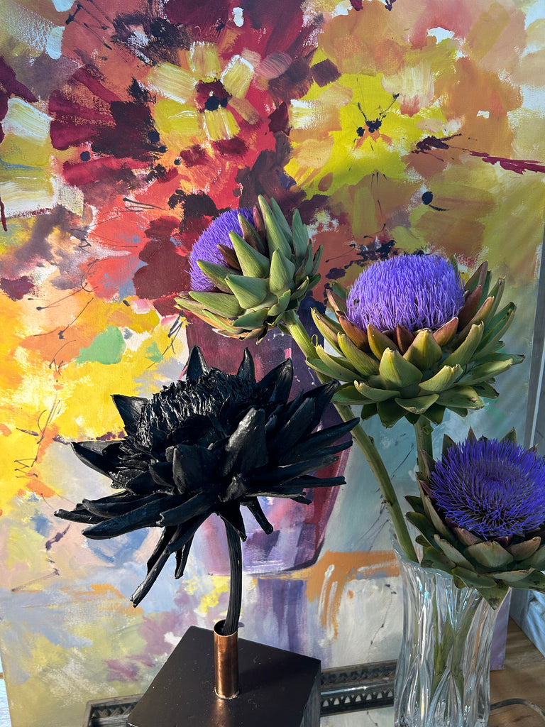 Forever Joy Artichoke Sculpture - Black Bloom - large