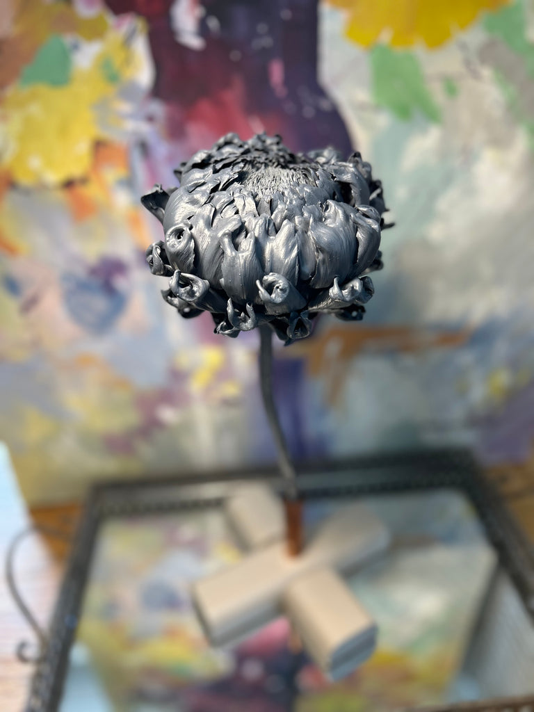 Forever Joy Artichoke Sculpture - Blue Bloom - large