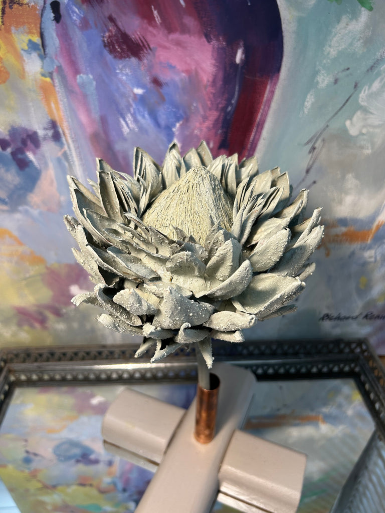 Forever Joy Artichoke Sculpture - Duck Egg Textured Bloom - large
