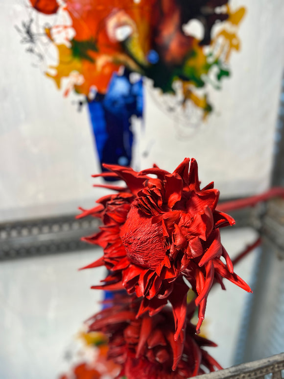 Forever Joy Artichoke Sculpture - Red Bloom - large