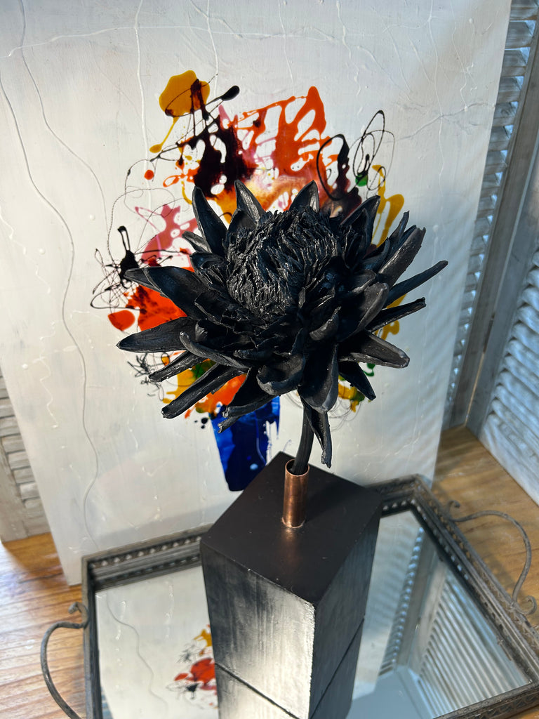 Forever Joy Artichoke Sculpture - Black Bloom - large