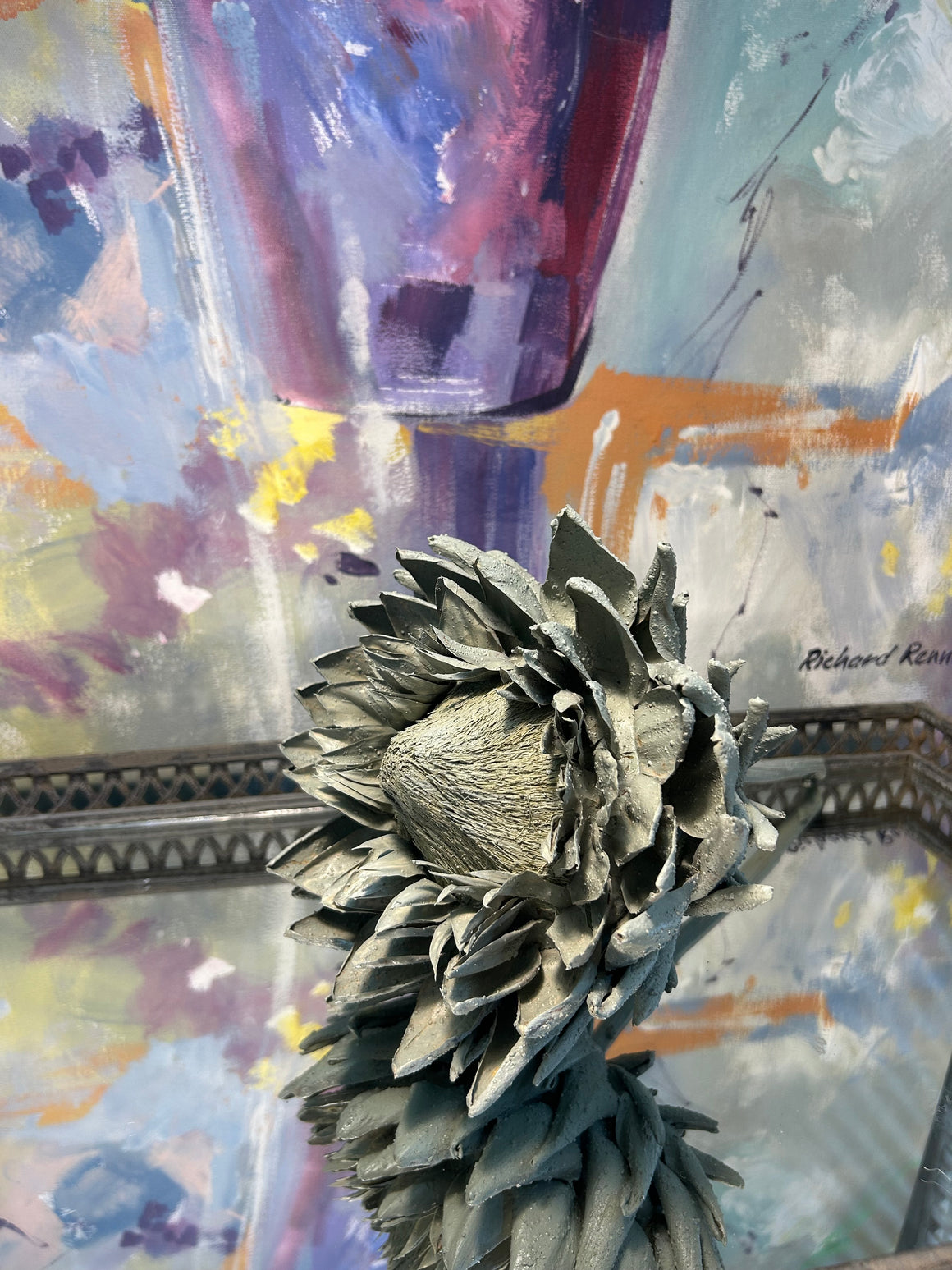 Forever Joy Artichoke Sculpture - Duck Egg Textured Bloom - large