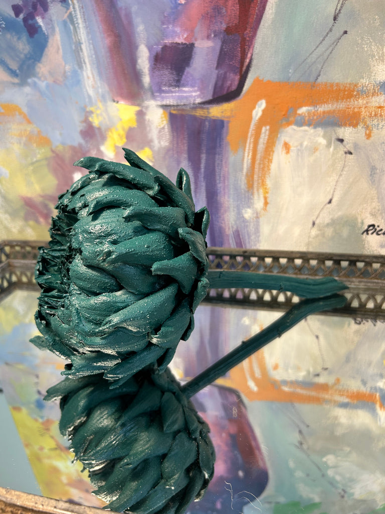 Forever Joy Artichoke Sculpture - Emerald Evergreen Bloom - large
