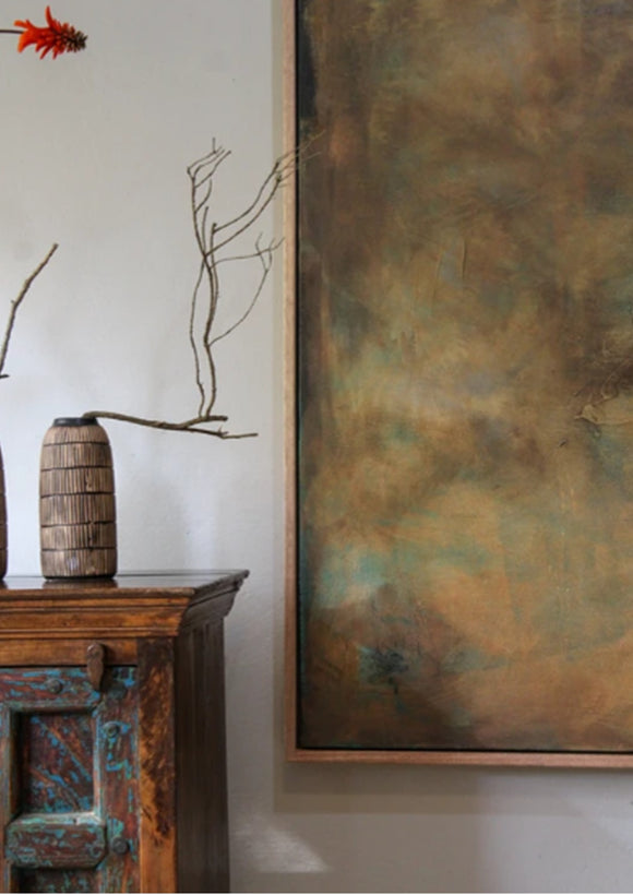 Karla van den Bergh Original Art, Grounded - Awakenings.  Authentic, original, textured South African art. Fresh, modern, abstract pieces to compliment luxury interiors. 