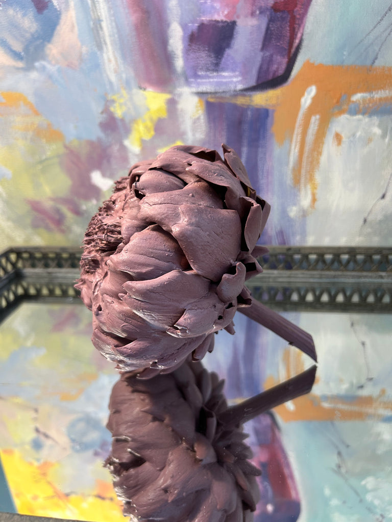 Forever Joy Artichoke Sculpture - Cosmos Lavender Bloom - large