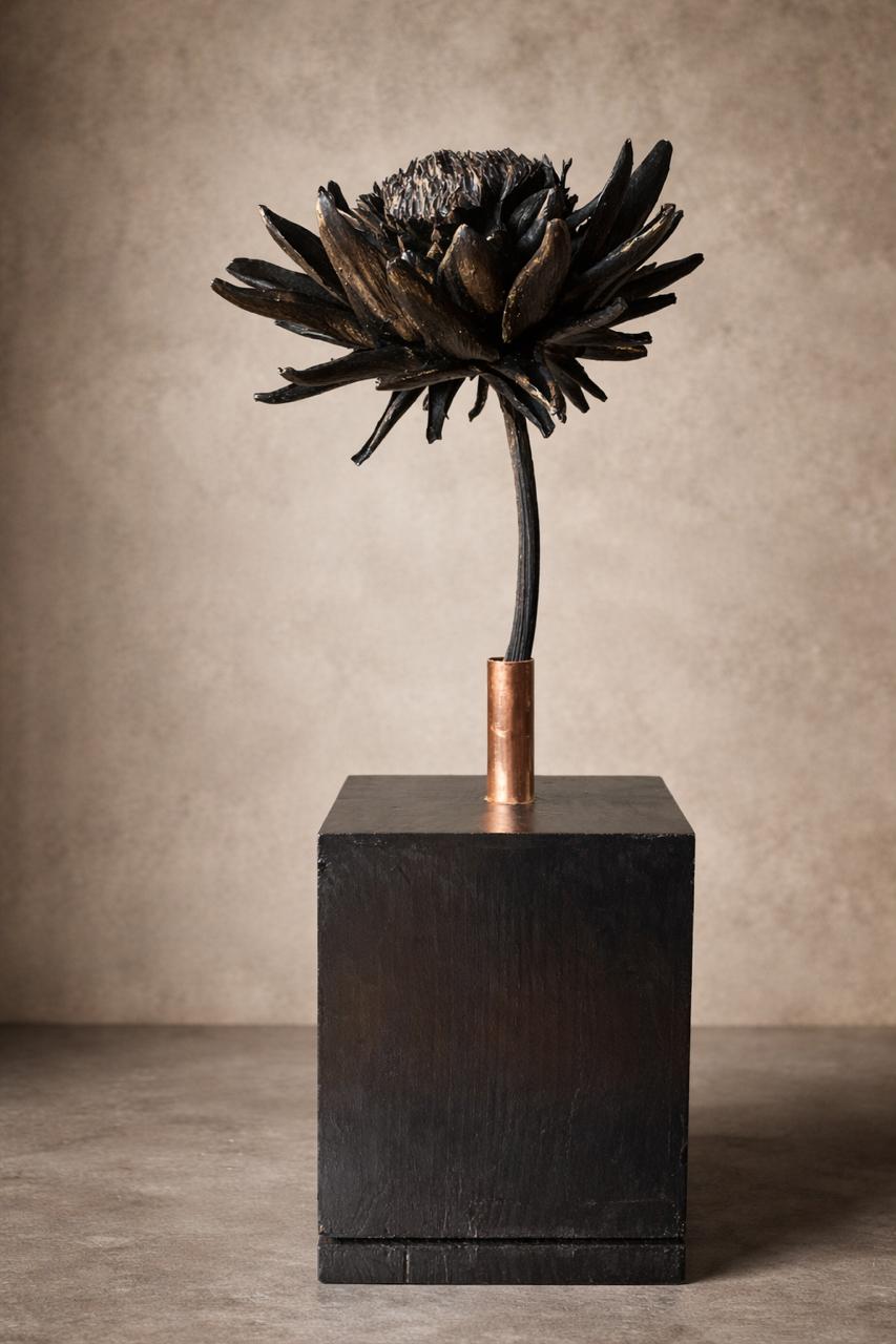 Forever Joy Artichoke Sculpture - Black Bloom - large