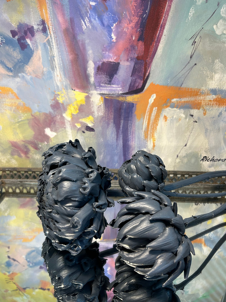 Forever Joy Artichoke Sculpture - Blue Bud - medium