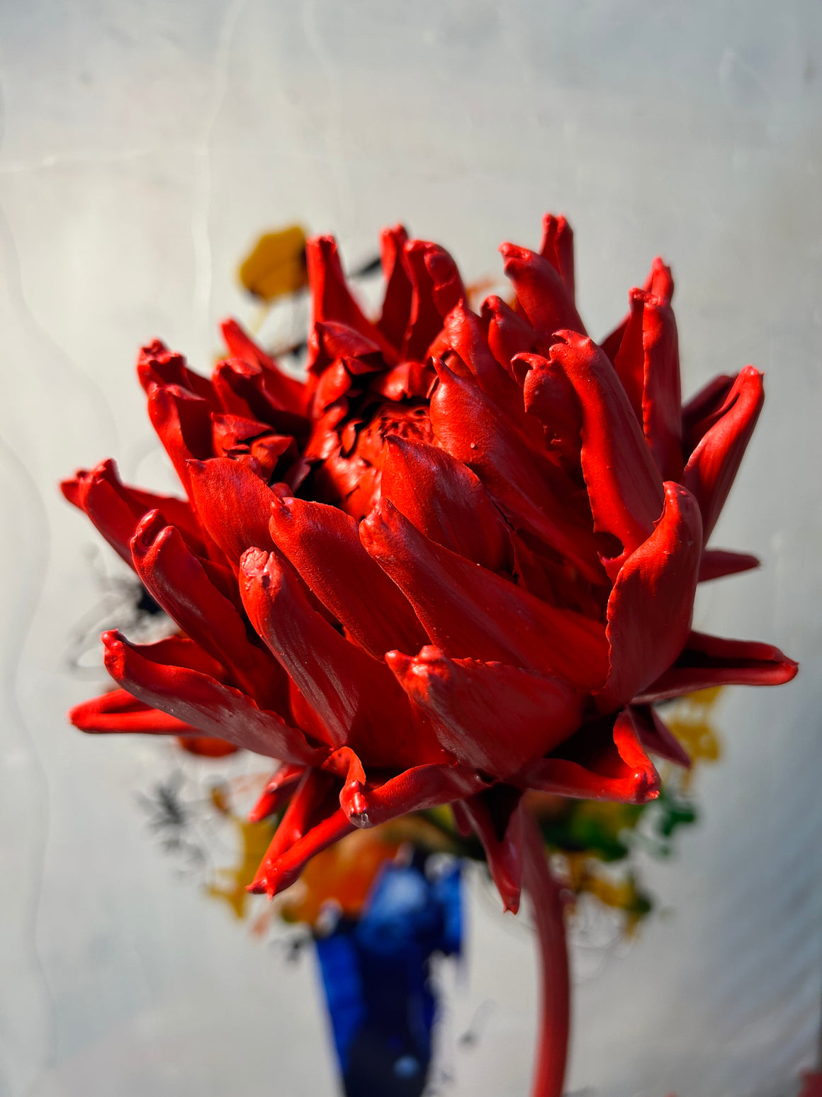 Forever Joy Artichoke Sculpture - Fiery Red Bud - large