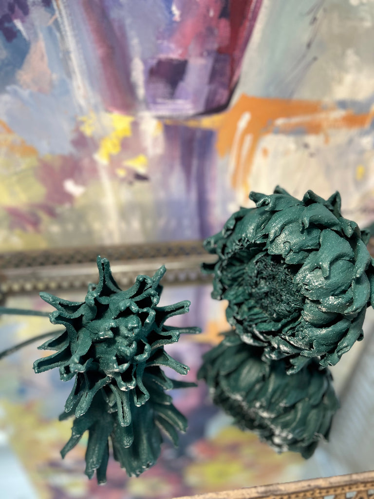 Forever Joy Artichoke Sculpture - Emerald Evergreen Bloom - large
