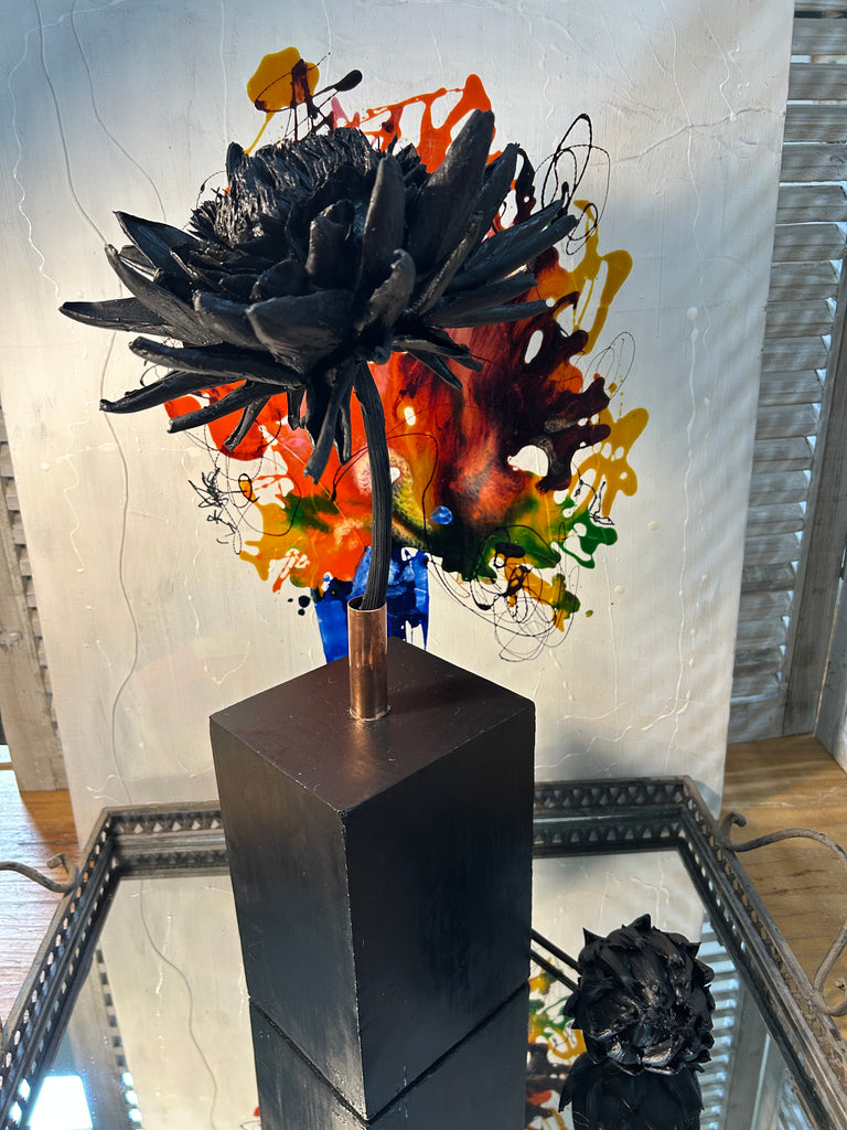 Forever Joy Artichoke Sculpture - Black Bloom - large