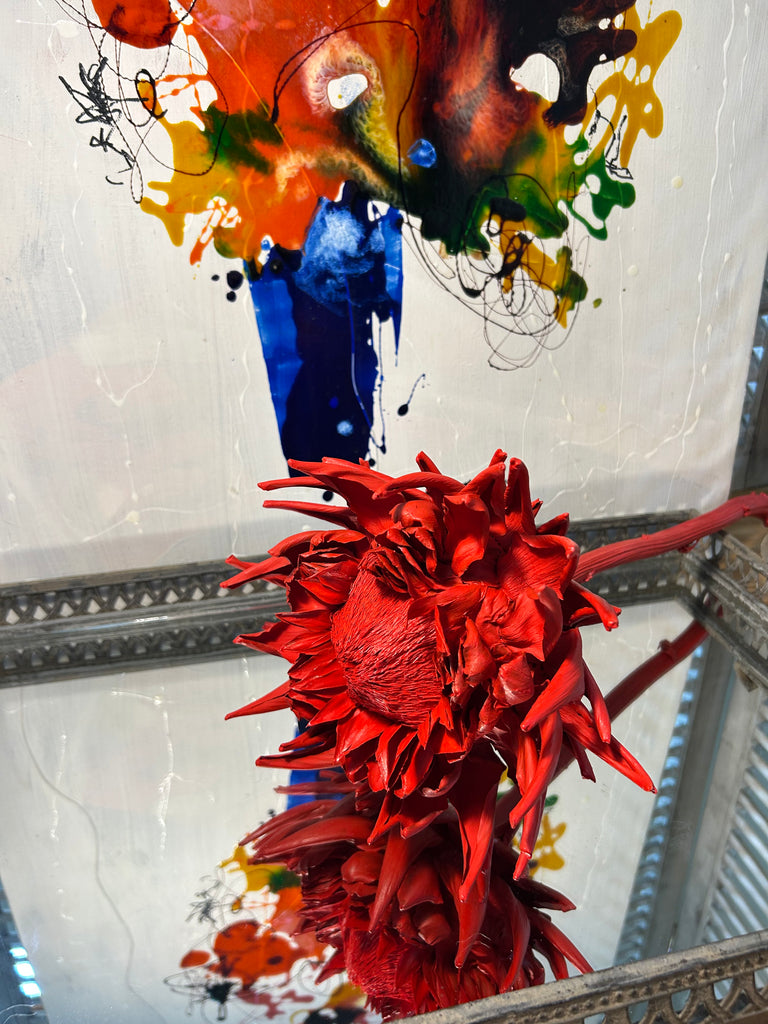 Forever Joy Artichoke Sculpture - Red Bloom - large