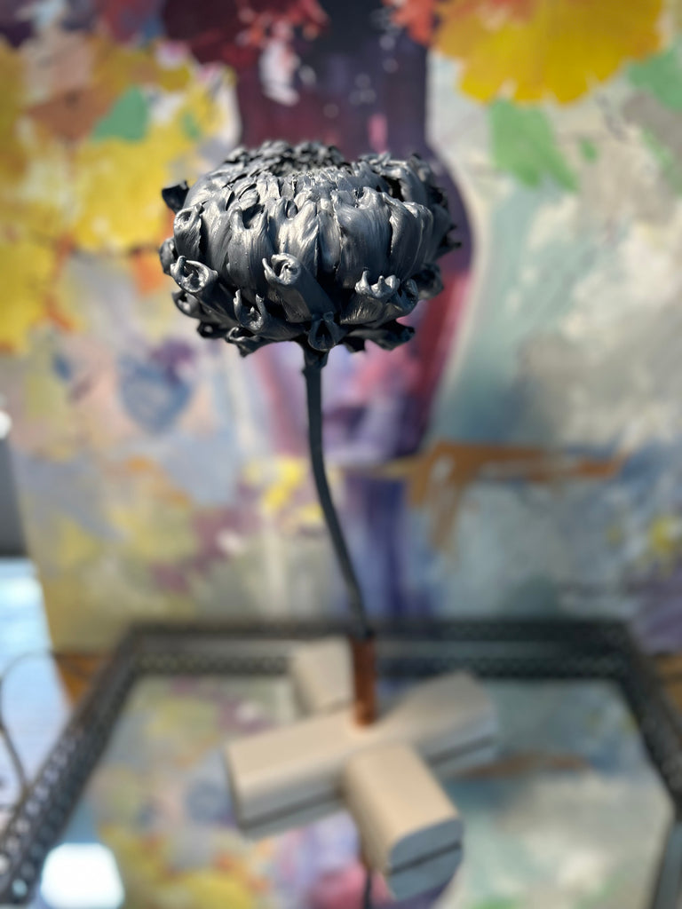 Forever Joy Artichoke Sculpture - Blue Bloom - large