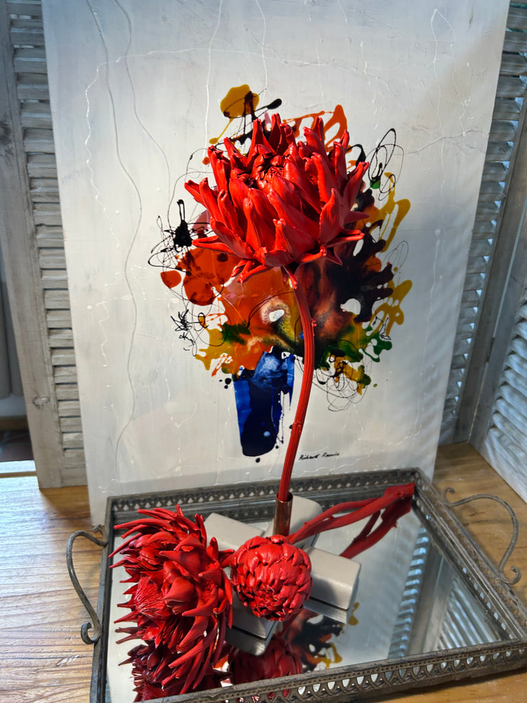 Forever Joy Artichoke Sculpture - Fiery Red Bud - large