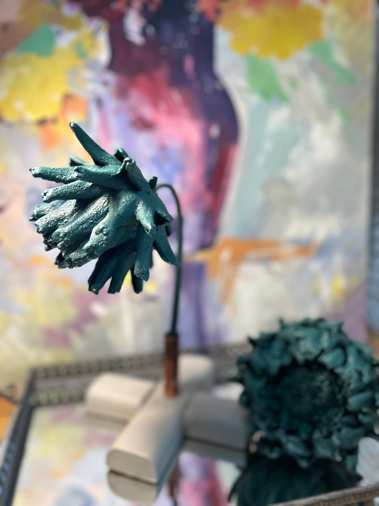 Forever Joy Artichoke Sculpture - Emerald Evergreen Bud - medium