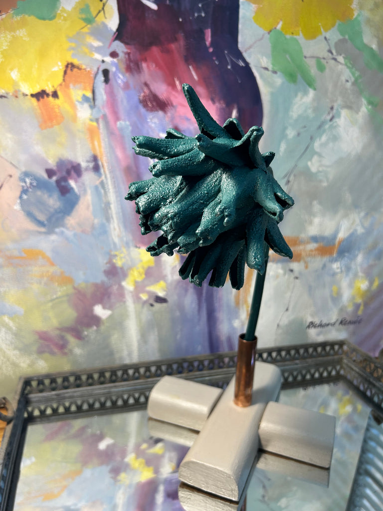 Forever Joy Artichoke Sculpture - Emerald Evergreen Bud - medium