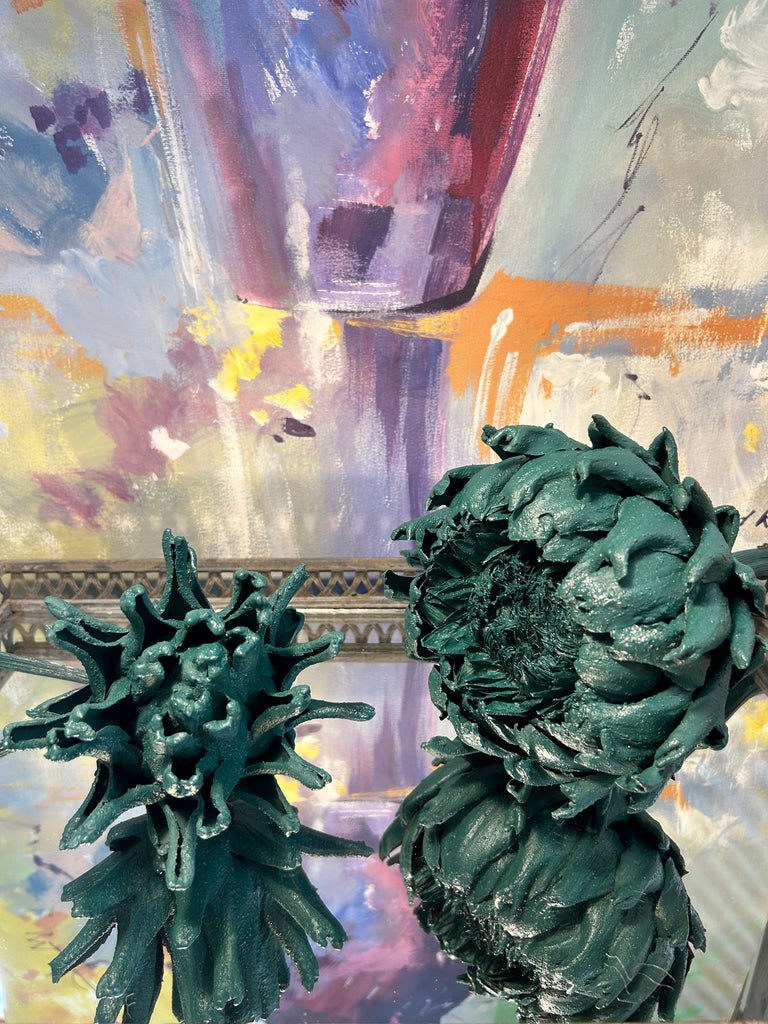 Forever Joy Artichoke Sculpture - Emerald Evergreen Bud - medium