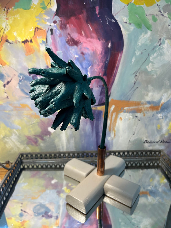 Forever Joy Artichoke Sculpture - Emerald Evergreen Bud - medium
