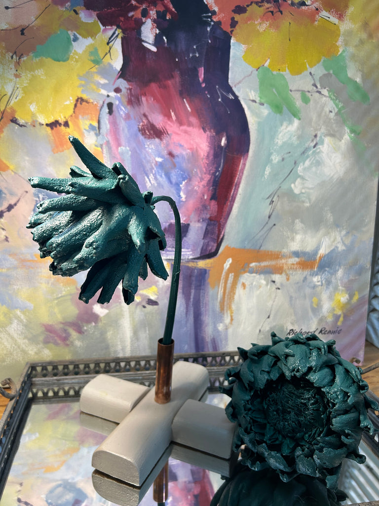 Forever Joy Artichoke Sculpture - Emerald Evergreen Bud - medium