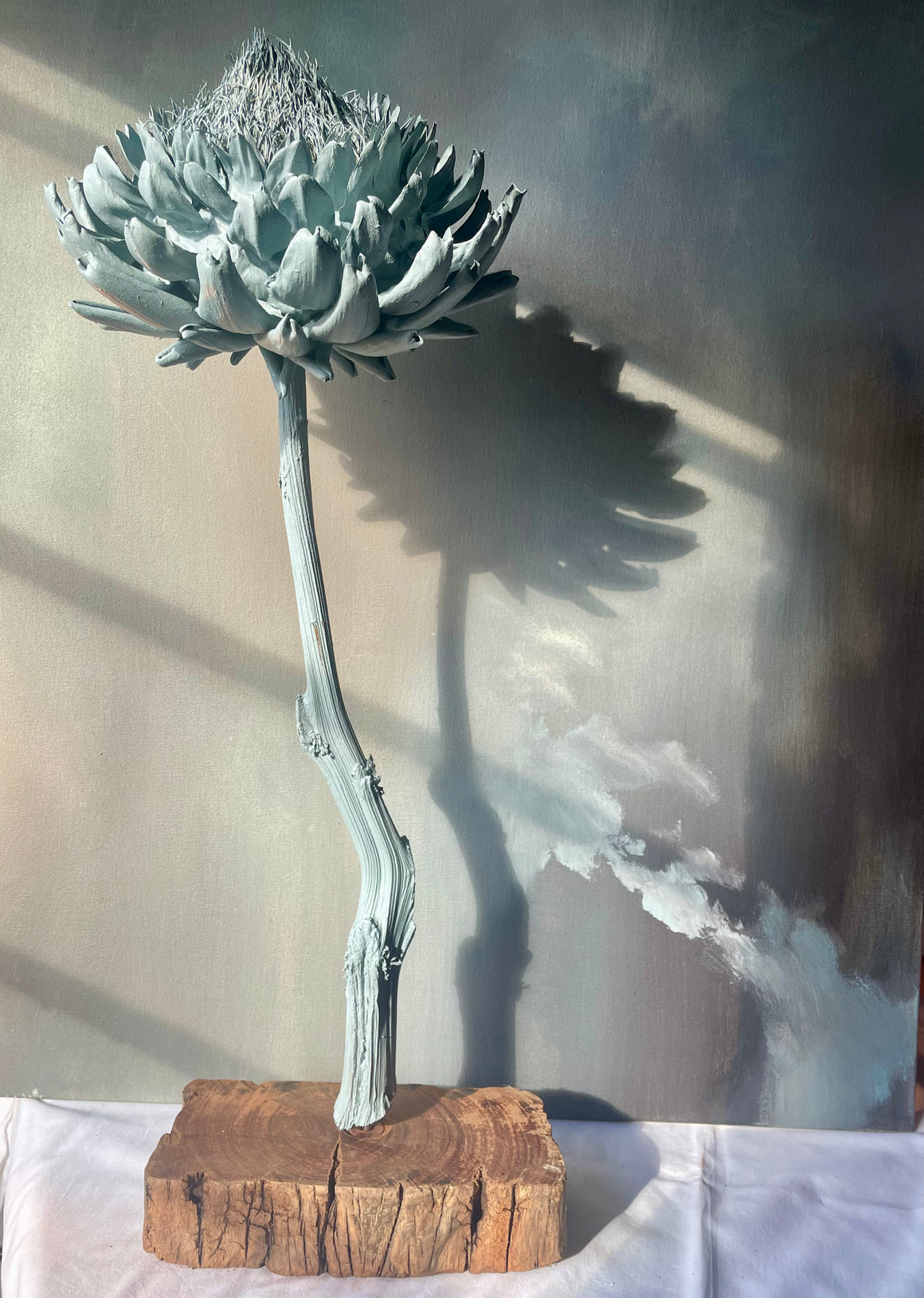 Forever Joy Artichoke Sculpture - central bud in Clouded Teal