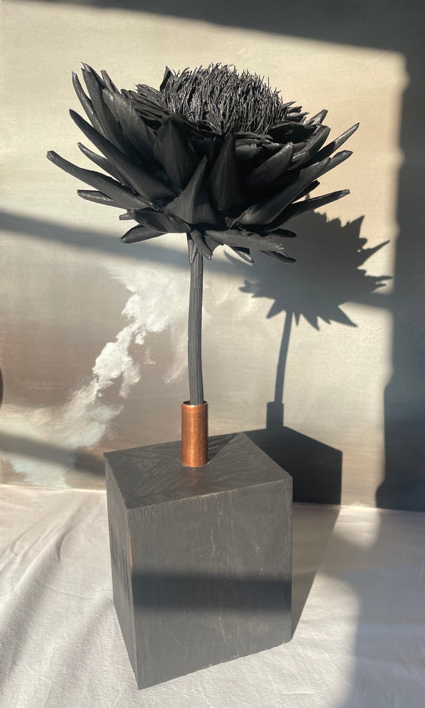 Forever Joy Artichoke Sculpture, Arden - Iconic Black Bloom with Copper