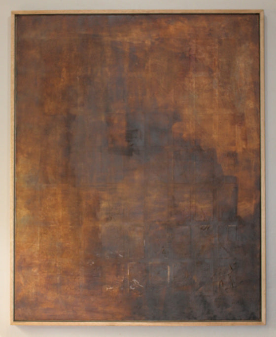 This piece is an exploration of texture and depth, where I sought to capture the subtle beauty of imperfection. The warm, earthy tones create a sense of quiet intensity, inviting the viewer to discover layers of meaning beneath the surface