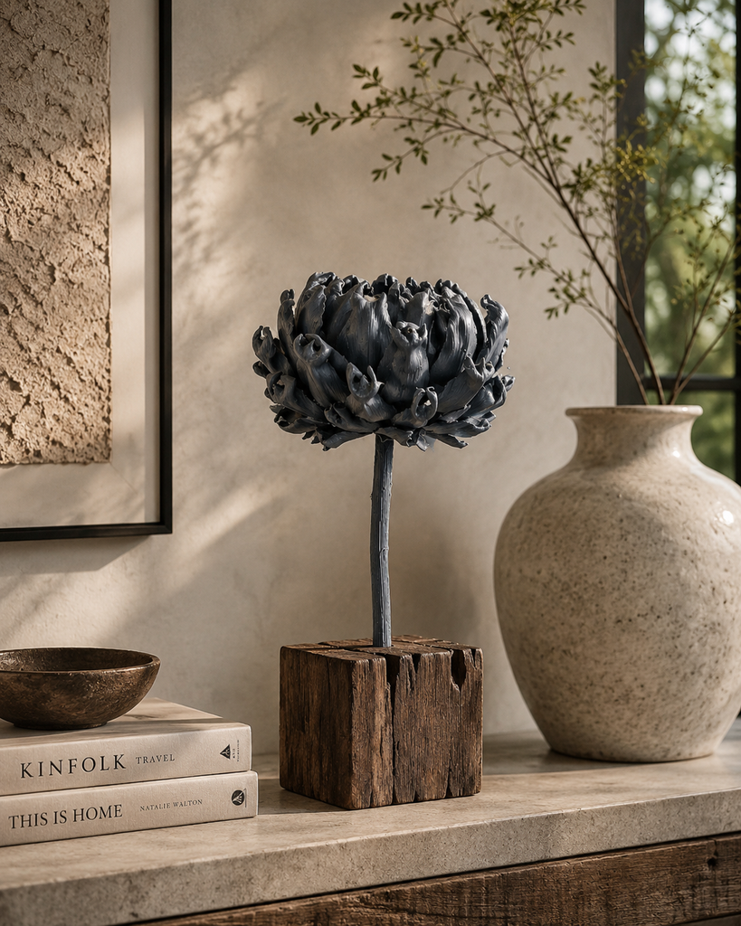 Forever Joy Artichoke Sculpture - Deep Blue Bloom - large
